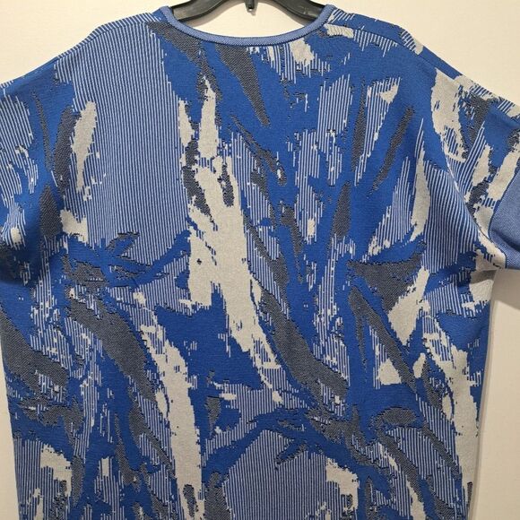 Ming Wang Textured Elegant Chic Knit Abstract Shift Dress XL Blue Multi-Color - Picture 16 of 17